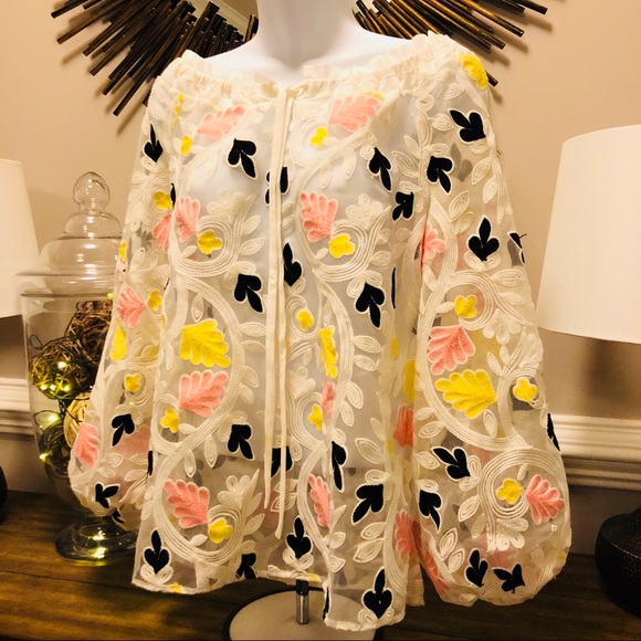 SOLD Anne Fontaine Narla Sheer Floral Top 6/8 RARE - Picture 2 of 8
